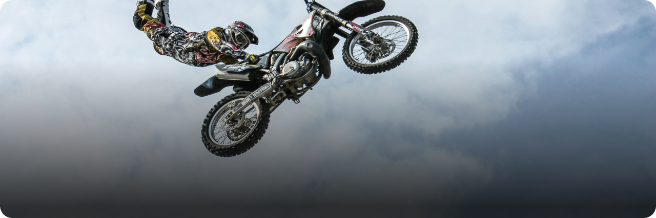 Jump of a person on a motocross